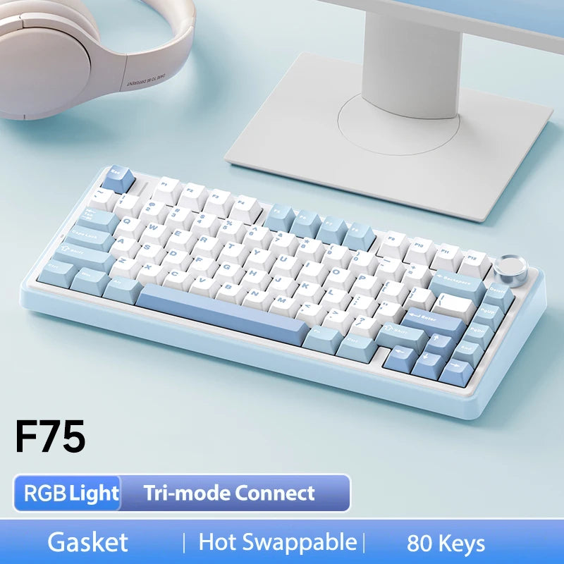 AULA F75 2.4G Kabellos/Bluetooth/Kabelgebunden Gaming Mechanische Tastatur RGB Angepasstes 75% Layout OEM Profil Gasket Struktur