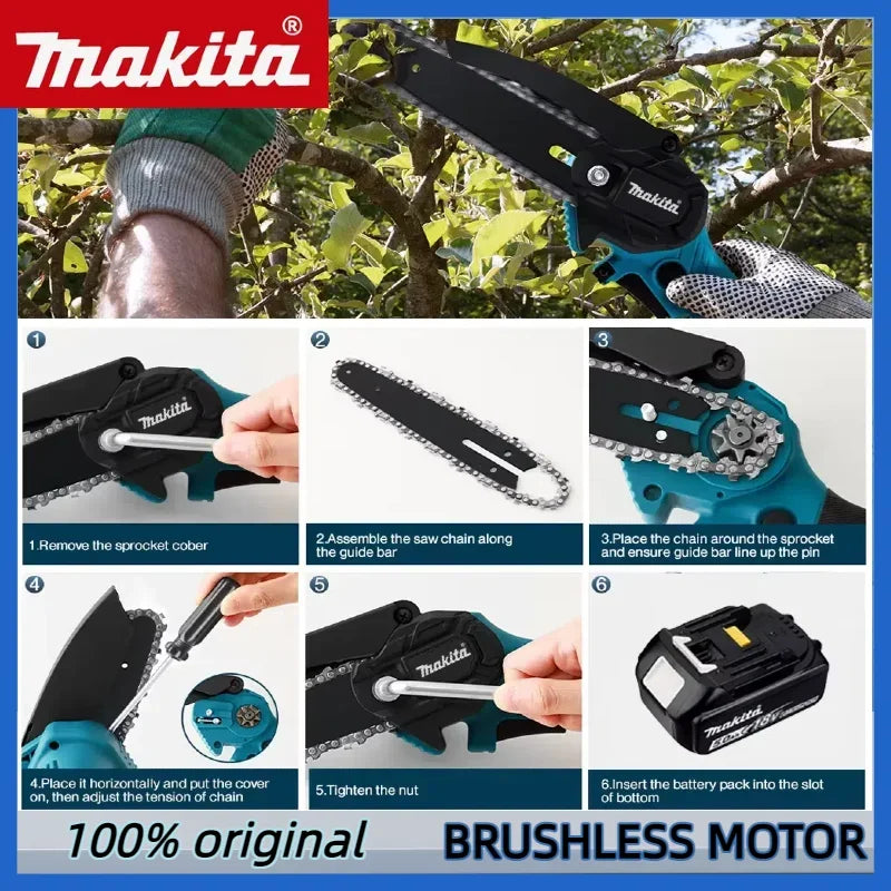 Makita 6 Zoll Kettensäge Elektrische Säge 18V Handheld Tragbare Holzfäller Kettensäge Gartenbeschneidung Holz Elektrowerkzeug