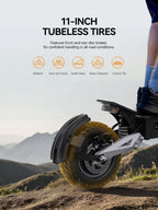 T10 Tragbarer E-Scooter 900W Spitzenleistung 48V 13.5/18 Ah Akku Elektroroller für Erwachsene 11 Zoll Offroad-Reifen Elektroroller
