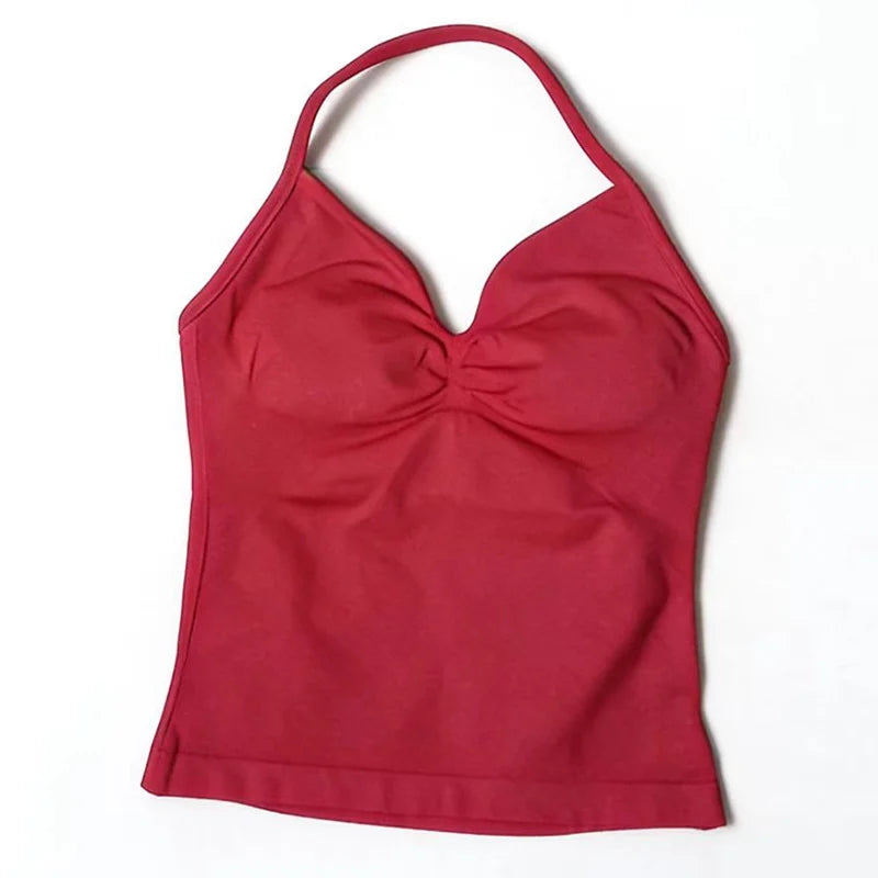 Gym Schöner offener Rücken BH Laufen Training Impact Neckholder Longline Trägertop Sport Yoga Weste Damen Fitness Tank Top