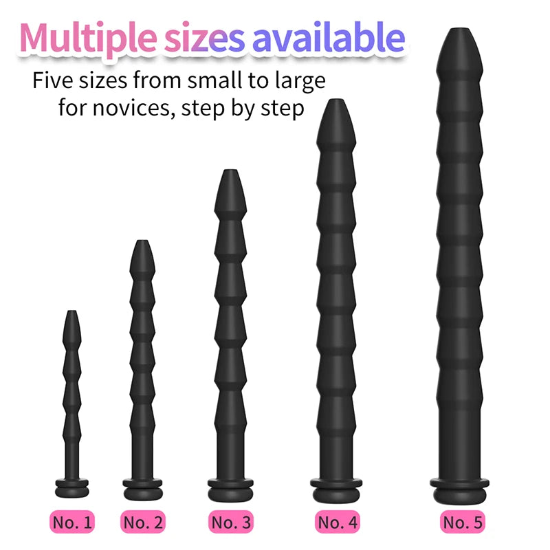 5 Größen gebogene Harnröhren-Sonde Penis-Einführung Stimulation Dilatator Keuschheitskatheter hohler Penis-Plug mit Stopper Sexspielzeug für Männer