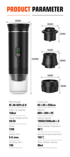 DENOKIN Tragbare Espresso-Kaffeemaschine mit Digitalanzeige, 3-in-1 Kapsel-Kaffeemaschine für Auto & Zuhause, Camping-Kaffeemaschine