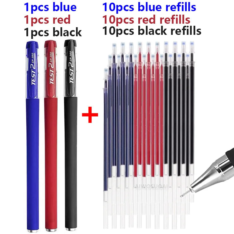 Gelstifte Set 0,5 mm Schwarz Blau Rot Nachfüllung Gelstift Rundspitze Schul- & Bürobedarf Schreibwaren Kawaii Zubehör Schreibwaren