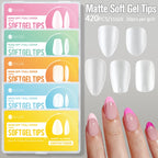 UR SUGAR 3tlg. Künstliche Nägel Set mit 420Stk. matten Soft Gel Tips Solid Glue Gel Entferner Schnelles Nagelverlängerungs-Kit Nagelpflege Starter-Set