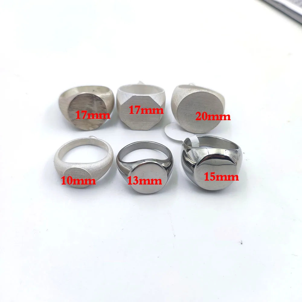 Personalisierter gravierter 17 mm runder Siegelring, gravierte Buchstaben, Logo-Ringe, modischer Kupfer-Schmuck für Herren
