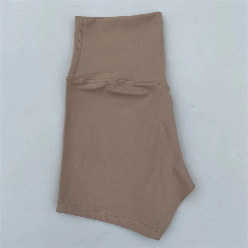 Sexy einfarbige Damen-Fitness-Sportshorts, hohe Taille, athletische Yoga-Shorts, Bein-Radfahren, umfassendes Training, Jogging, Squat-Proof