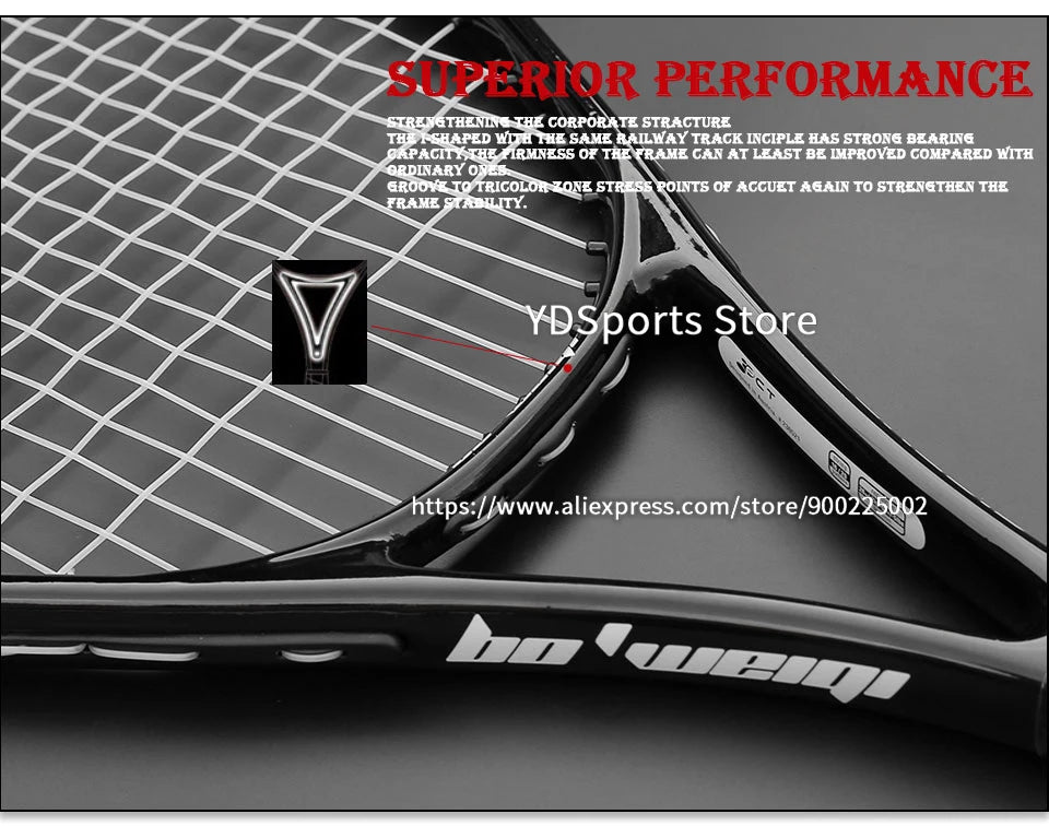 Hochwertiger Tennisschläger aus Carbon-Aluminiumlegierung, besaitet, für Erwachsene, 4-1/4 Zoll Griffstärke, inklusive Schlägertasche, für Herren und Damen
