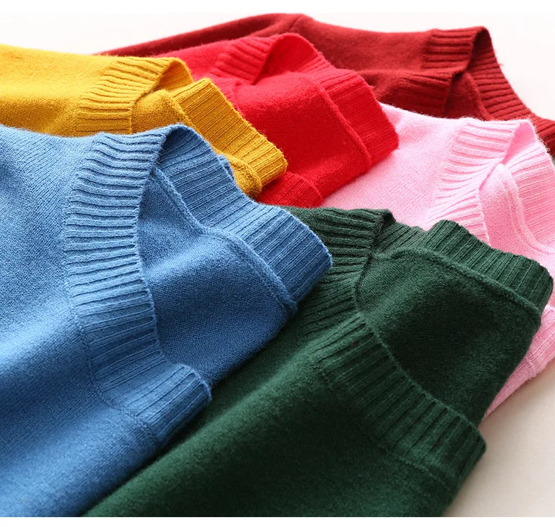 Damen Slim O-Neck Pullover Kaschmir-Wollmischung Pullover Herbst Und Winter Langarm Strick Unterhemd Große Größe 2024