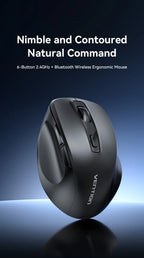 Vention Kabellose Bluetooth 5.1 Maus USB 2.4G Dual-Mode Ergonomische 4000 DPI Stille 6-Tasten-Maus für MacBook Tablet Laptop PC Mäuse