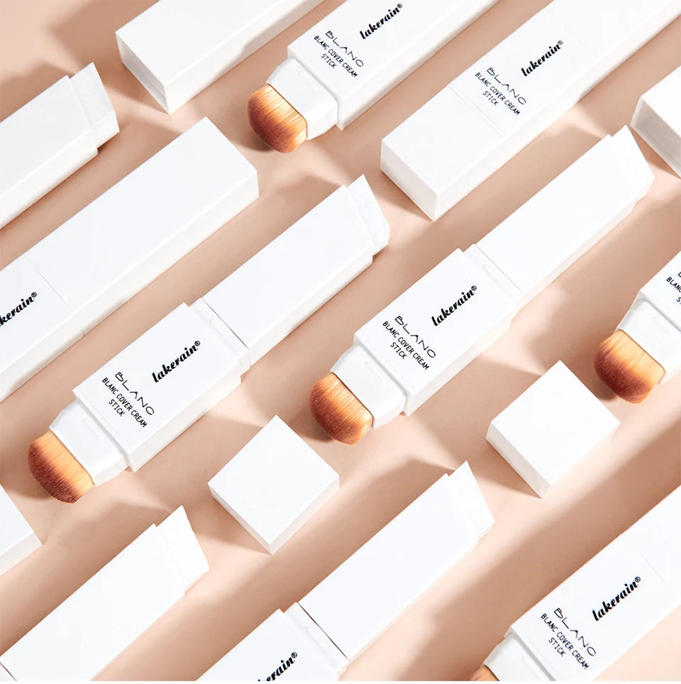 Foundation Stick Farbwechsel-Foundation mit abnehmbarem Pinsel Blanc Cover Cream Stick Farbwechselnde Basis Make-up mit hoher Deckkraft