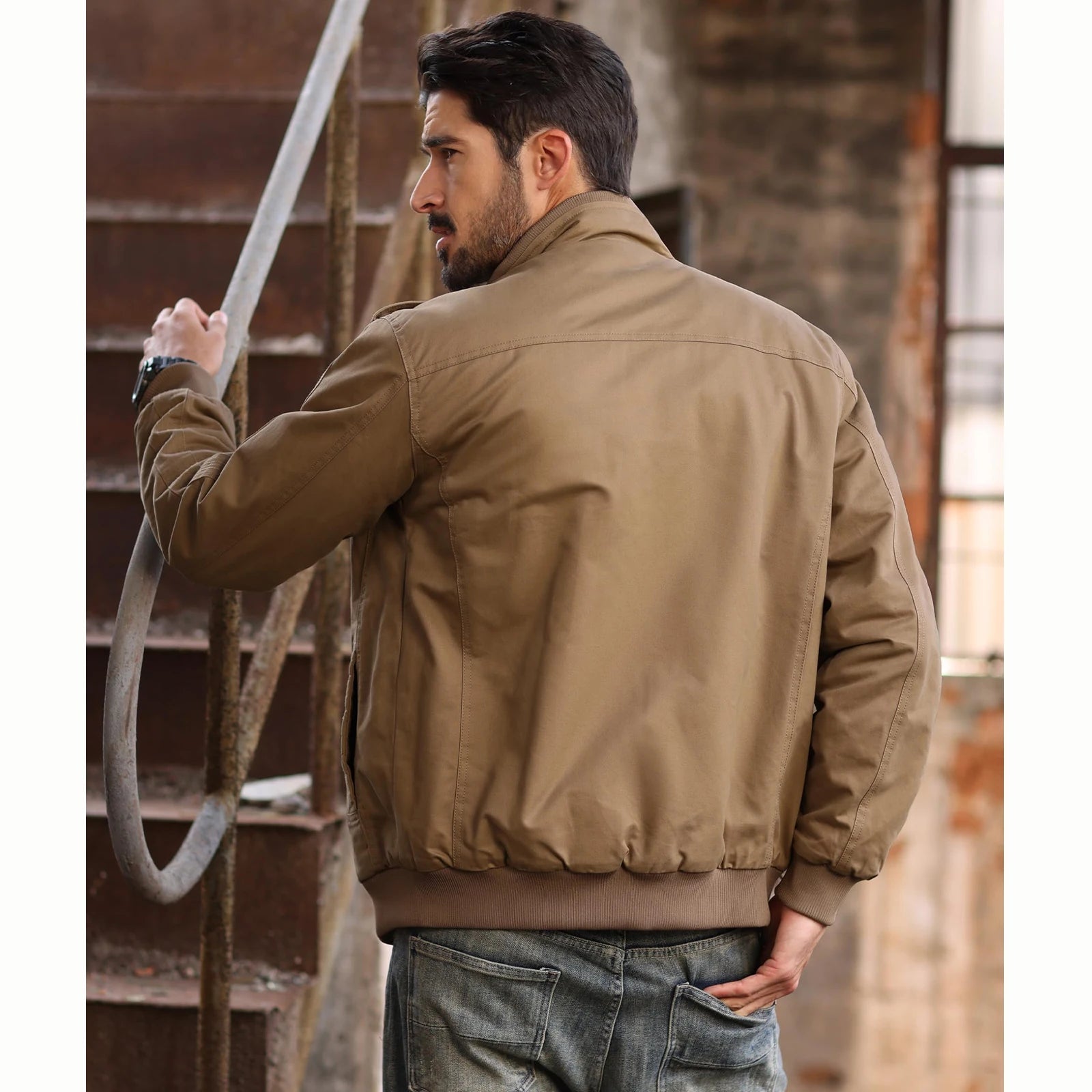 MAGCOMSEN Herren Fleecejacken Windbreaker Mäntel Herbst Winter Thermo Bomberjacken Multi-Taschen Stehkragen Motorradjacke