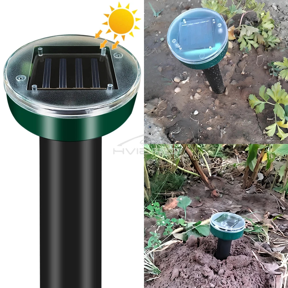 4/8X Solar-Vertreiber Solarbetrieben Ultraschall Sonic Maus Maulwurf Schädlings Nagetier Abwehr Vibrationswelle Garten Rasen Bauernhof Feld Außenbereich