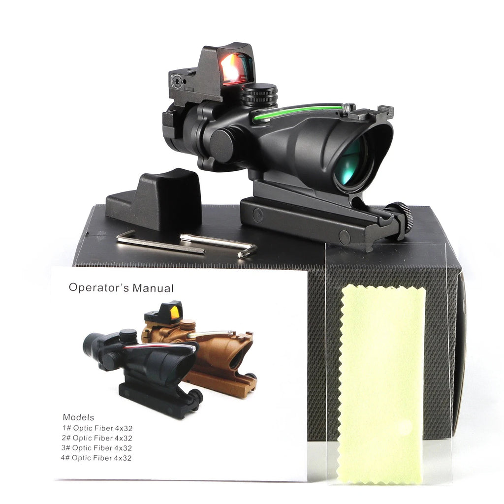 Einstellbares 4x32 Leuchtpunktvisier 1x 4x Zielfernrohr Leuchtpunkt Taktisches Zielfernrohr 20mm Schiene für die Jagd