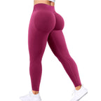 Nahtlose Damen-Yogahose mit festem Bund, dreifachem Bund, sexy, hüfthebend, enge Sporthose, Fitness-Trainings-Yogahose