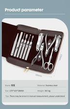 KK 11-in-1 Maniküre-Tools Professionelles Nagelknipser-Set Edelstahl Nagelschneider Zangen Scheren Kit Fußpflege Handpflege