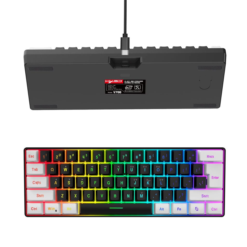 Neues kabelgebundenes 61-Tasten-Tastatur-Set in Weiß-Schwarz, RGB-Gaming-Maus, Büropaket, Tastatur-Maus-Kombinationen mit Hintergrundbeleuchtung für PUBG-Gamer