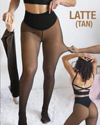 Einnaht-Fleece-Strumpfhose gefütterte Thermo-Leggings formgebender Kompressionsbund durchscheinende Strumpfhose transparente Fleece-Leggings große Größen