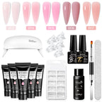 24-teiliges Set 20ml Poly Nail Extension Gel Kit Mini-UV-Lampe Versiegelung mit Basislack Überlack Professionelles Poly-UV-Nagelgel-Kit Starter-Kit