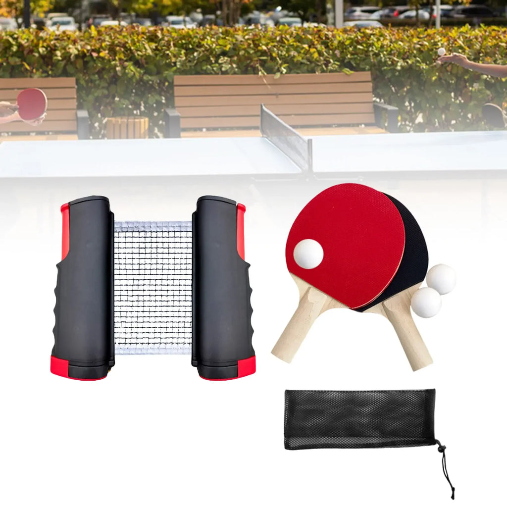 1 Satz Tischtennisschläger Satz einziehbares Netz Trainings-Tischtennis-Set Schläger Bälle für Familie Heim-Fitnessstudio Spieler Reisen Sport