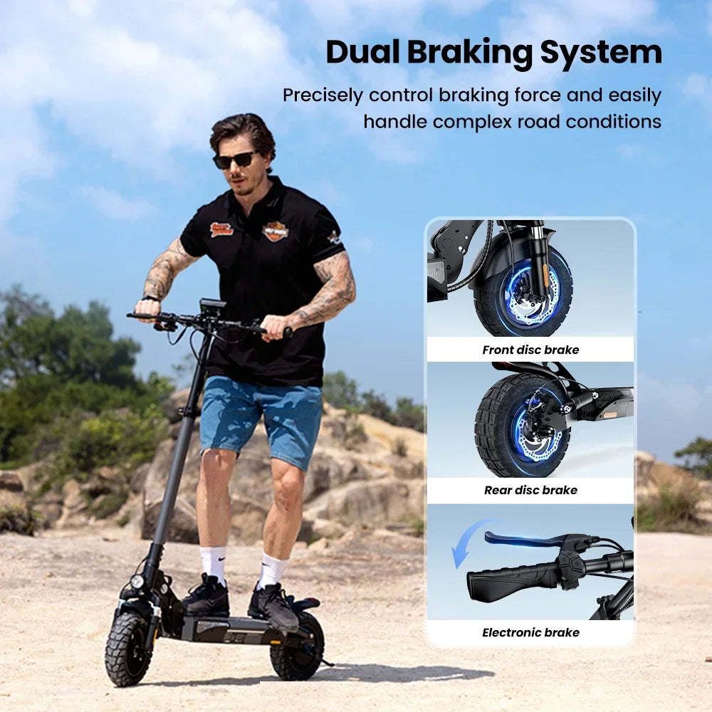 iScooter W9 Electric Scooter for Adults 1000W Motor 48V14AH Battery Foldable E-scooter 10 Inch Tire All-Terrain EScooter