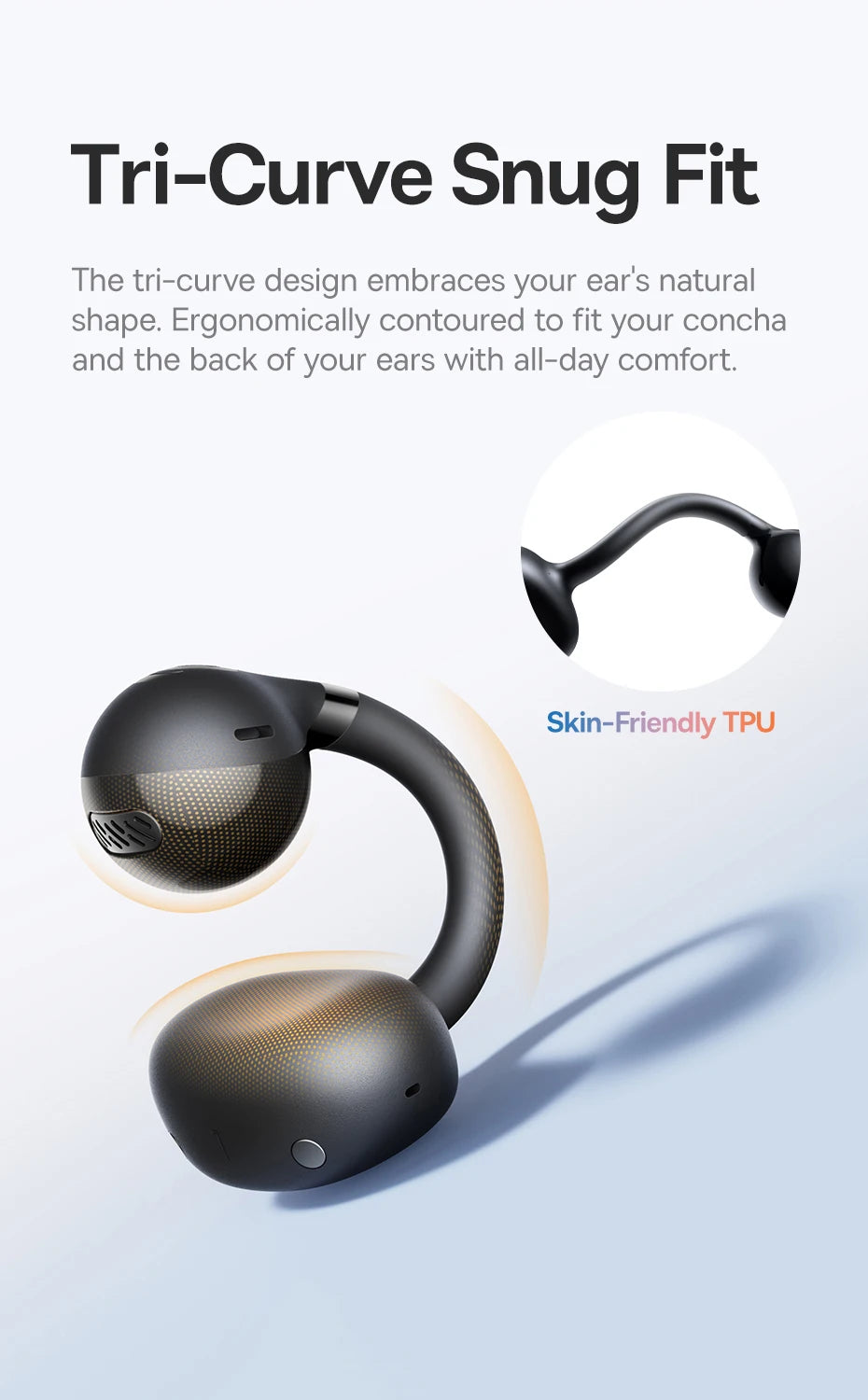 Baseus BC1 Ear-Clip-Ohrhörer Open-Ear Drahtlose Kopfhörer Bluetooth 6.0 Clip-On Sport-Kopfhörer 4 Mikrofone Super Bass IP55 Ohrstöpsel