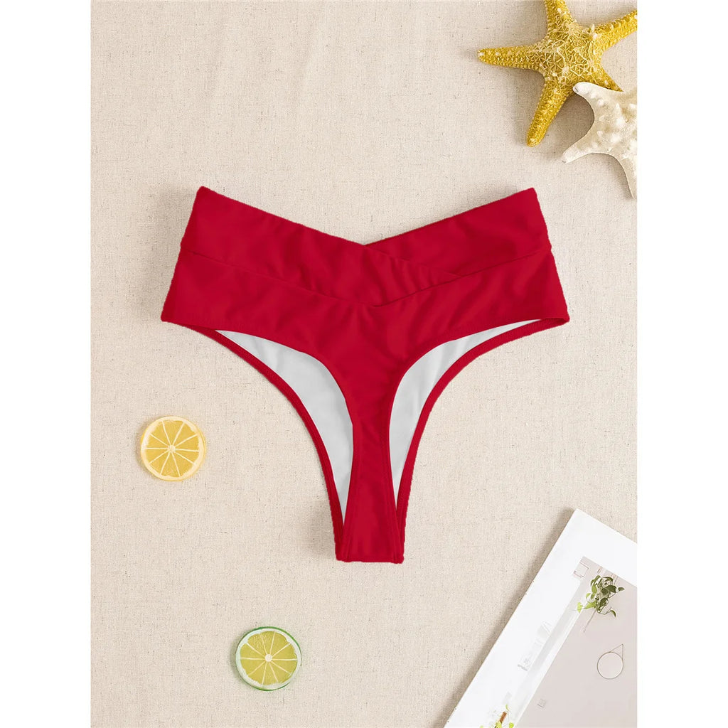 S - XL High Waist High Leg Cut Bikinihose Damen Bademode Weibliche Bademode Brasilianische Tanga Höschen Unterwäsche K7095