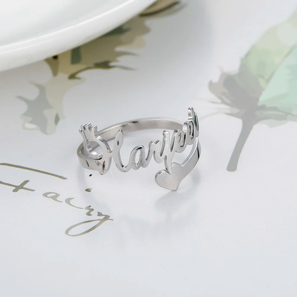 Personalisierter Doppel-Vorname-Ring für Damen und Herren, personalisiertes Paar-Familien-Geschenk, goldfarbener Edelstahl-Metallschmuck