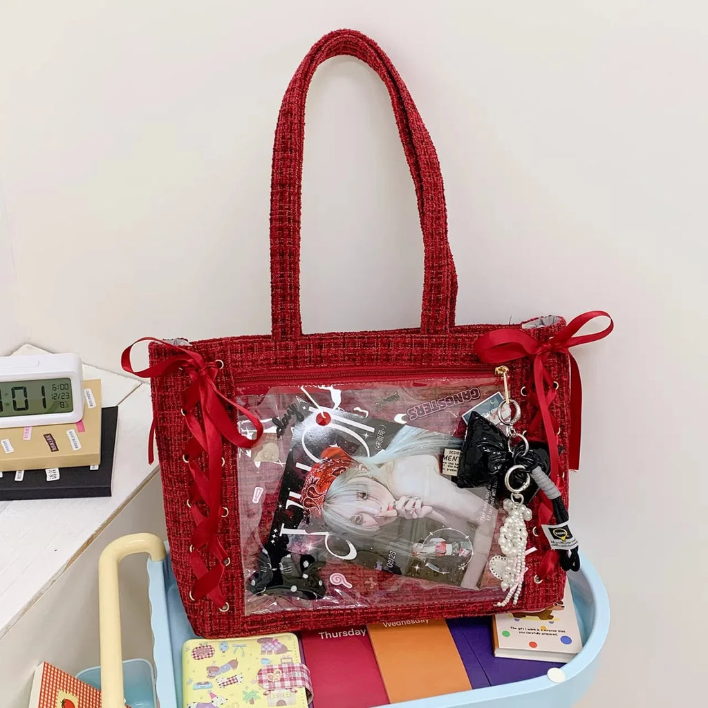 Neue Y2K Süße Japanische Ita Bag Lolita Mädchen Transparente Umhängetasche Große Kapazität Umhängetasche Lässige Tasche DIY Display Handtaschen