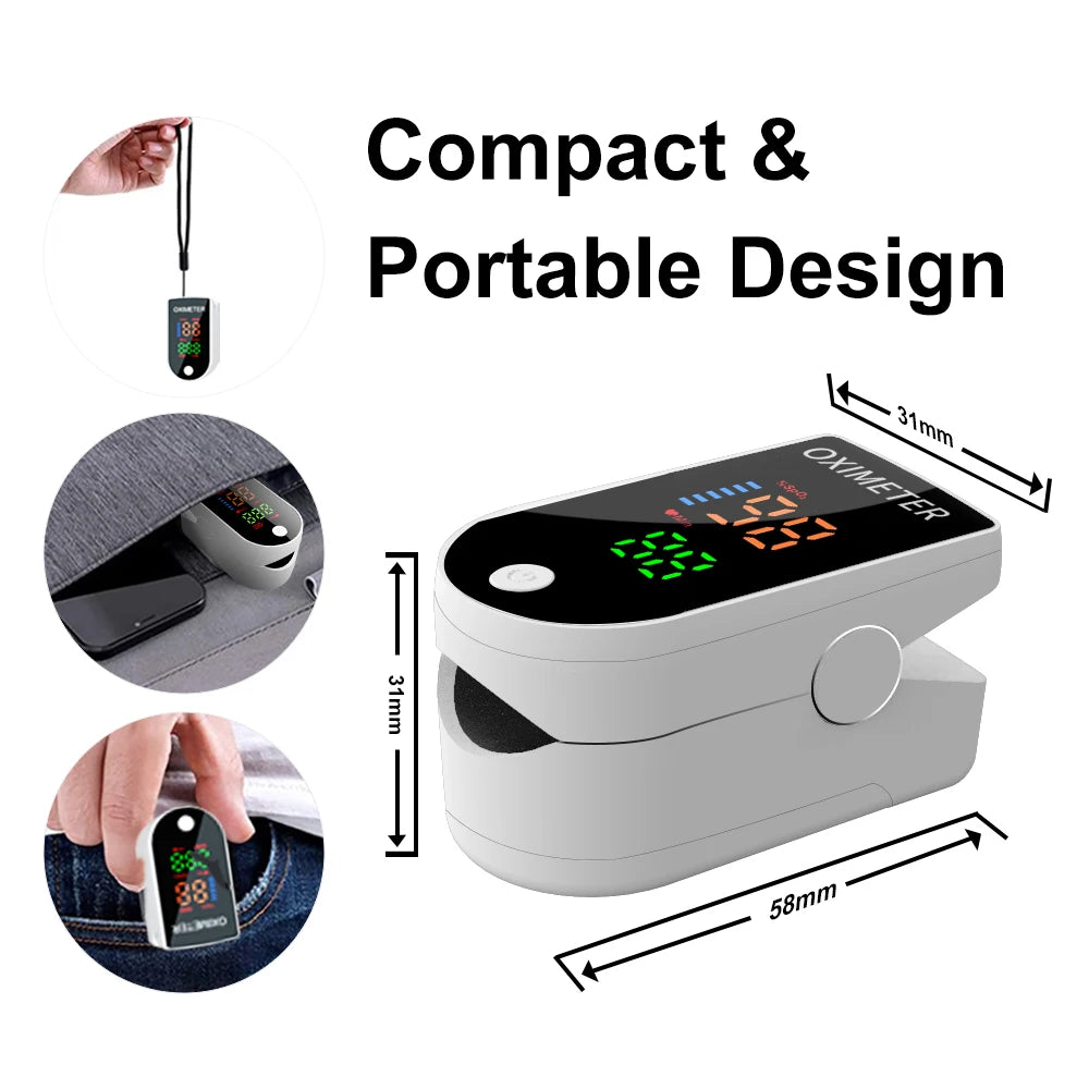 Pulsoximeter Tragbarer Fingerspitzen-Puls-Blutsauerstoffsättigungsmonitor mit LED-Anzeige Fingerspitzen-Oximeter zur SpO2-Messung Gesundheitsfürsorge