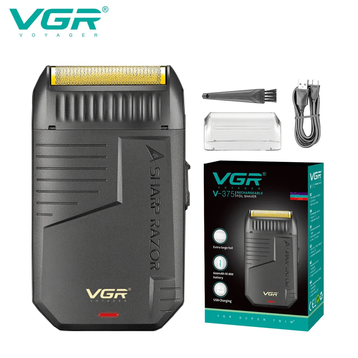 VGR Rasierer Wiederaufladbarer Rasierer Professioneller Bartschneider Elektrischer Trimmer Schwingrasierer Finishing Shaver für Herren V-375
