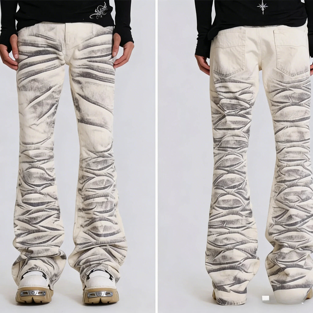 Y2K Black Washed Bestickte High-Waisted Oversized Jeans Herren Europäischer und Amerikanischer Retro Klassiker Lockere Weite Gerader Schnitt Hosen