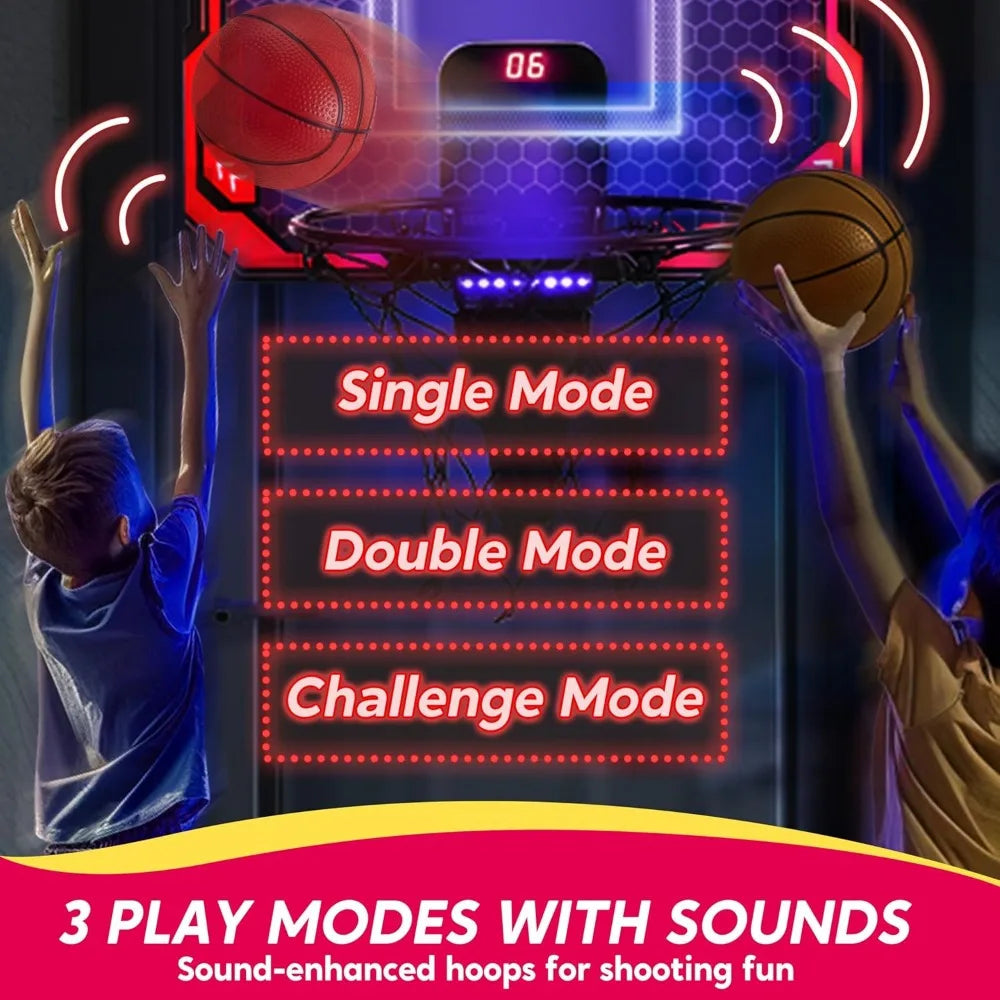 JOYFY Mini Indoor Basketballkorb, leuchtend, zum Aufhängen über der Tür, Basketballkorb für Kinderzimmer, Basketball, Geburtstags-, Weihnachtsgeschenke
