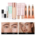 Make-up-Set Anfänger-Kit Grundierung Feuchtigkeitsspendender Concealer Feuchtigkeits-Lipgloss Highlighter-Stift & Rouge Gesichts-Make-up-Sets Geschenk