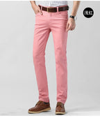 5 Farben Herren Bunte Denim Stretch Stretch Jeans Elastische Gelb Pink Rot Slim Herren Bekleidung Einfache Business Denim Hosen