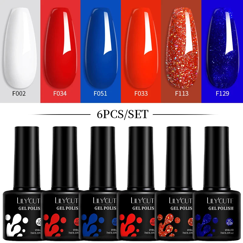 LILYCUTE 7ML 6PCS Neon Gel Nagellack Set fluoreszierend Farbwechsel Semi Permanent Soak Off Maniküre-Kit Nail Art Gel