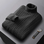 Herbst Neues Herren Rollkragenpullover Jacquard-Strickpullover Einfarbig Freizeit Wärme Hochelastisch Vielseitiger Herren-Pullover