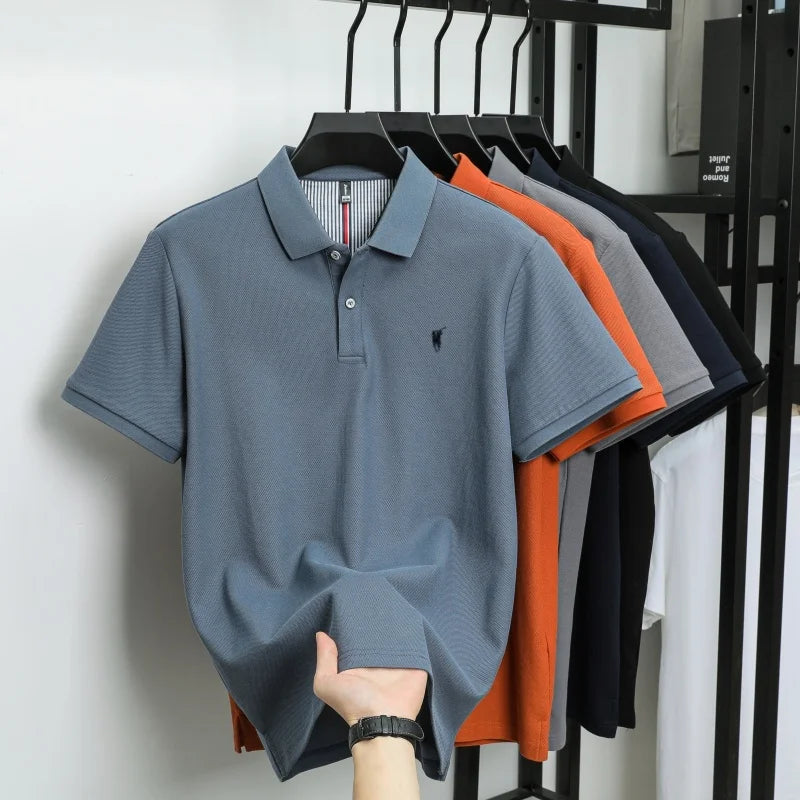Polo-Shirt aus 100 % reiner Baumwolle, Kurzarm, High-End-Luxusmarke, Mode, Paul Pony Stickerei, Golf, Business Casual Herren T-Shirt