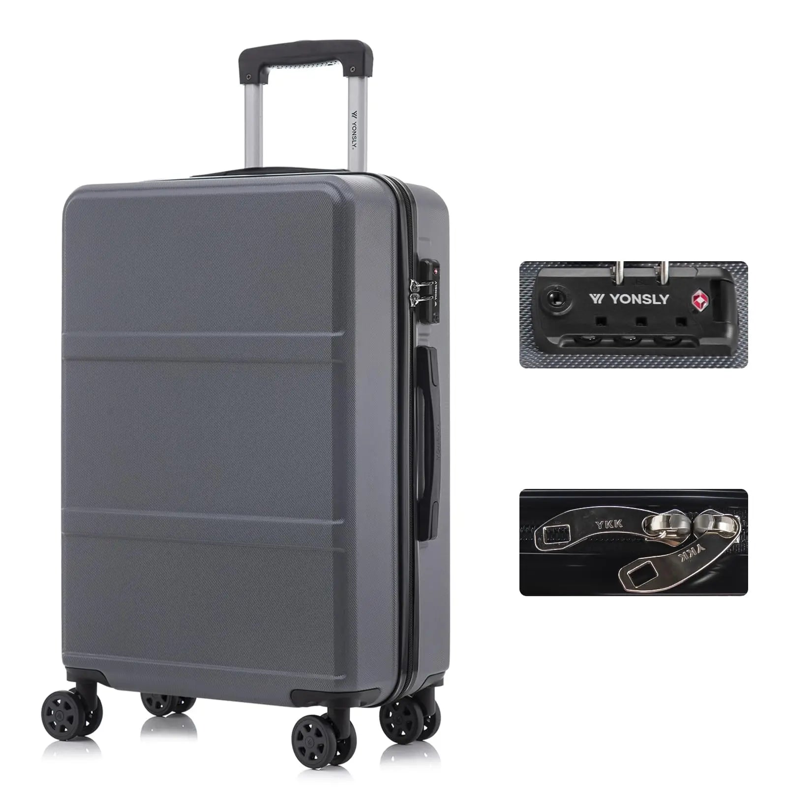 YONSLY Hartschalenkoffer 20/24/28 Zoll mit TSA-Schloss YKK-Reißverschluss 4 leise 360°-Rollen Netzfach Trolley Rollgepäck Handgepäck Koffer für Geschäftsreisen, Urlaube, Familienausflüge und Wochenendtrips