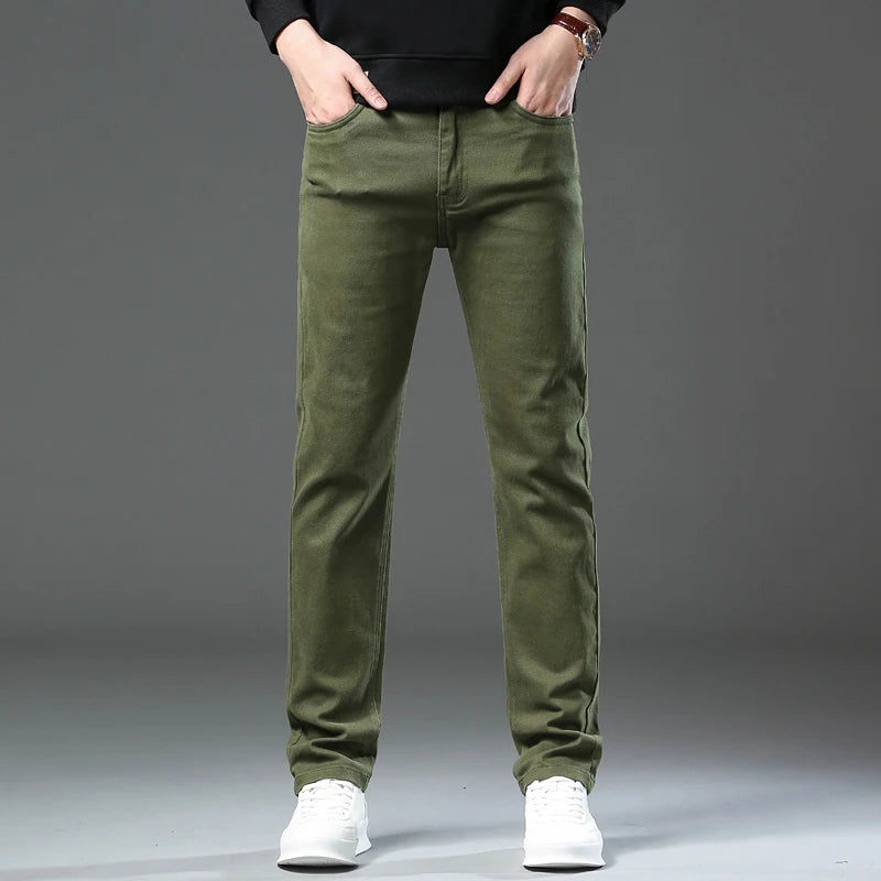 2026 98 % Baumwolle Elastische Baumwolljeans Herren Frühling Slim Straight Denim Hose Komfort Große Größe Koreanische Business Casual Hose