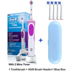 Oral B Elektrische Zahnbürste 2D Rotierende Vibrationsreinigung Ladezahnbürste Cross Action Borsten Mundpflege 4 Geschenk-Bürstenköpfe gratis