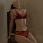 BANERDANNI Pure Desire Victoria Französische Spitzenbestickte Dessous Frauen dünne Cups Triangel-BH Set Bequem ohne Bügel