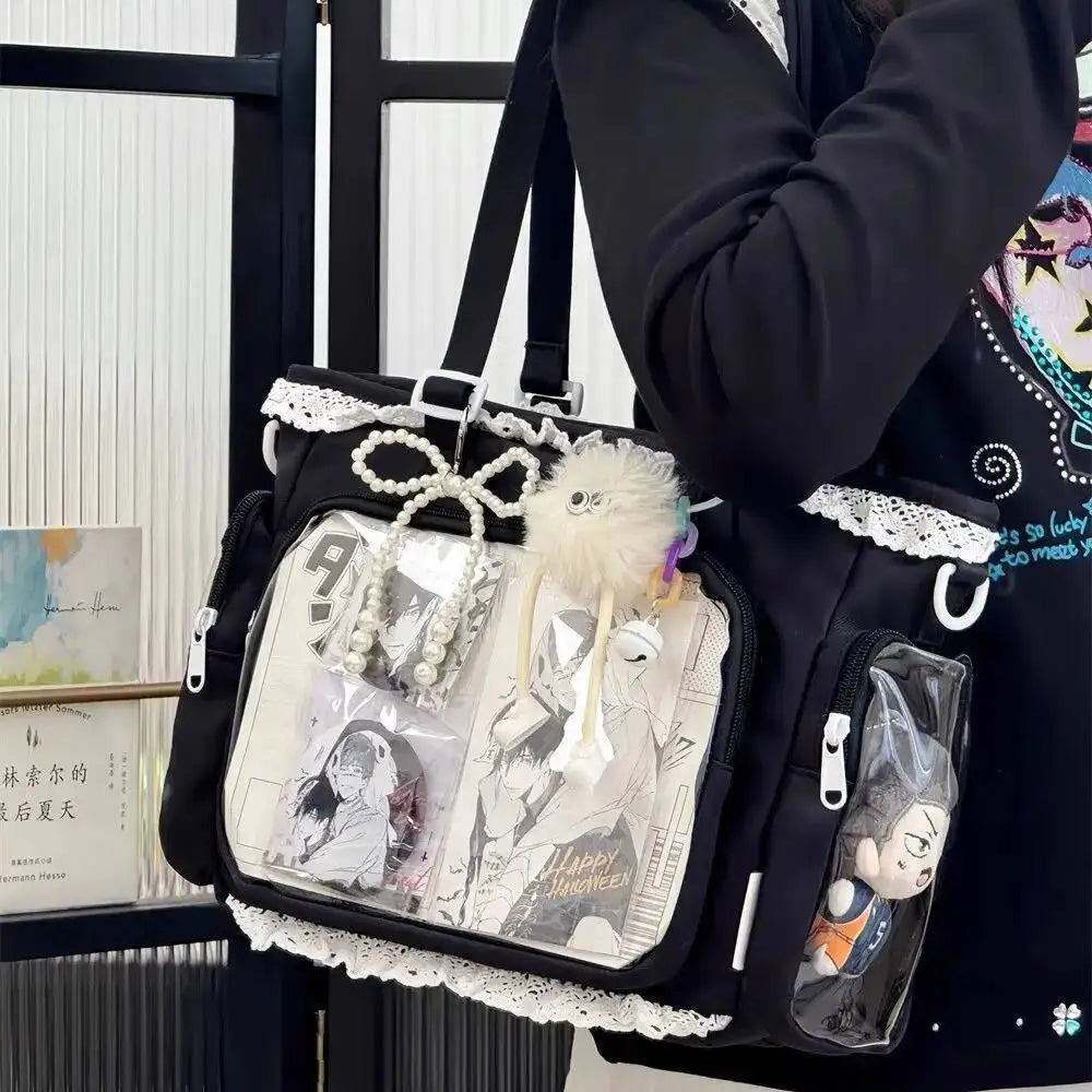 Neue Y2K Süße Japanische Ita Bag Lolita Mädchen Transparente Umhängetasche Große Kapazität Umhängetasche Lässige Tasche DIY Display Handtaschen