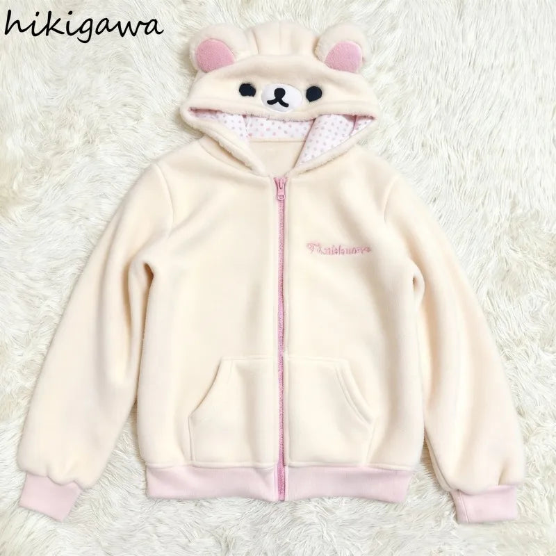 2025 Ropa Mujer Japanese Hoodies Jackets Women's Clothing Bear Ear Hooded Zipper Sweatshirts Fashion Casual Cute Hoodie Tops Hauptbild