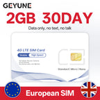 Europa Prepaid Daten-SIM-Karte, Abdeckung in Europa/Großbritannien, High-Speed 5G/4G LTE, Nur-Daten-SIM-Angebot für 4G-Kameras und Reisen