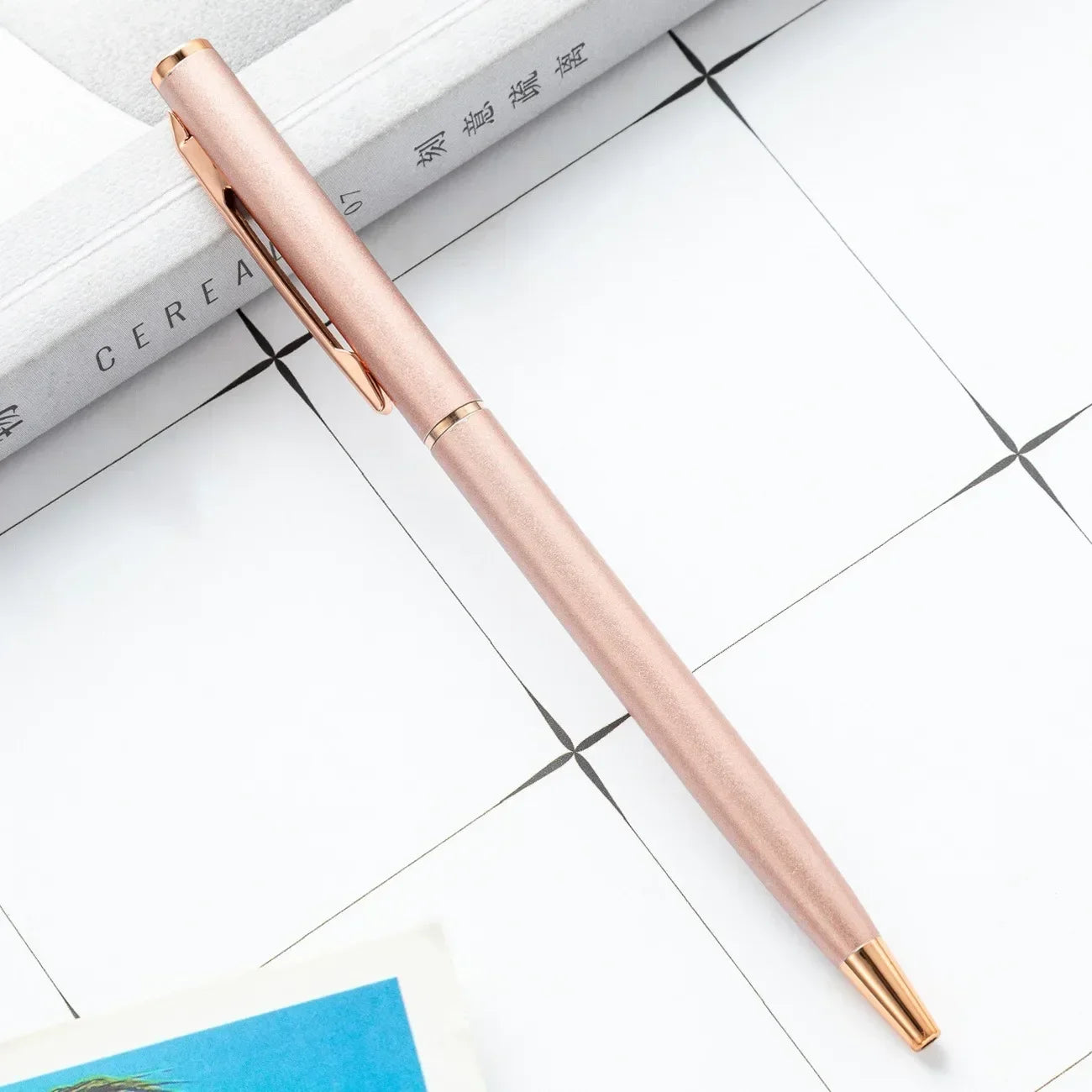 20-200 Stifte Neu Schlanke Metall-Kugelschreiber Roségold Benutzerdefiniertes Logo Werbung Schriftzug Gravierter Name Schul-Bürobedarf Geschenke