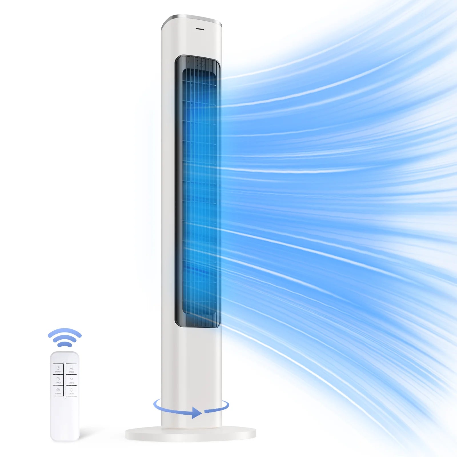 Patbrela 40-Zoll elektrischer Turmventilator, 4 Geschwindigkeiten, 51° Oszillation, Fernbedienung, 12H Timer, 45W mit Touch-Steuerung