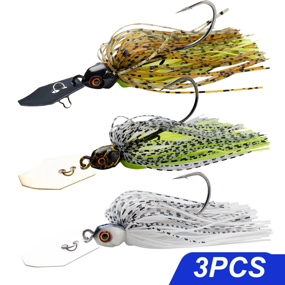 Spinner Bait 7g/9g/12g/14g/21g Angelköder Kit Set Pesca Chatter Weedless Metallblatt Gummifischkopf Haken Draht Spinnerbait