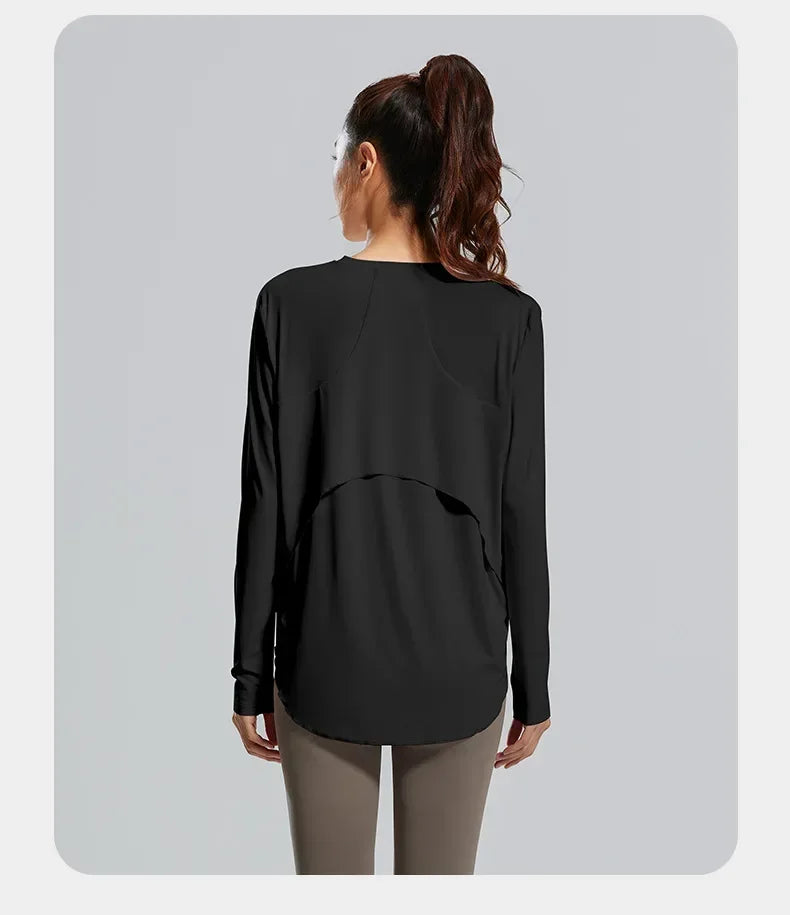 STOUREG Yoga Cover Up, atmungsaktive Sportbekleidung, lockeres Fitness-Shirt, Sport-Tops in großen Größen, kühlendes Sommer-T-Shirt