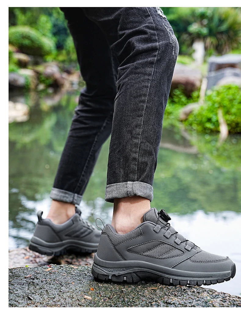 Herren-Outdoor-Sportschuhe für Frühling und Herbst mit drehbarer Schnalle, bequem, rutschfest, Wanderschuhe, große Größen 39–48