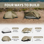Naturehike Mongar UL 2 Zelt 2 Personen Trekkingzelt 20D Ultraleichtes Reisezelt Wasserdichtes Wanderzelt Überlebenszelt Outdoor Camping Zelt